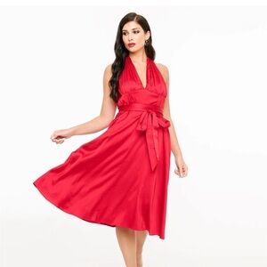 Retro Red Halter Dress